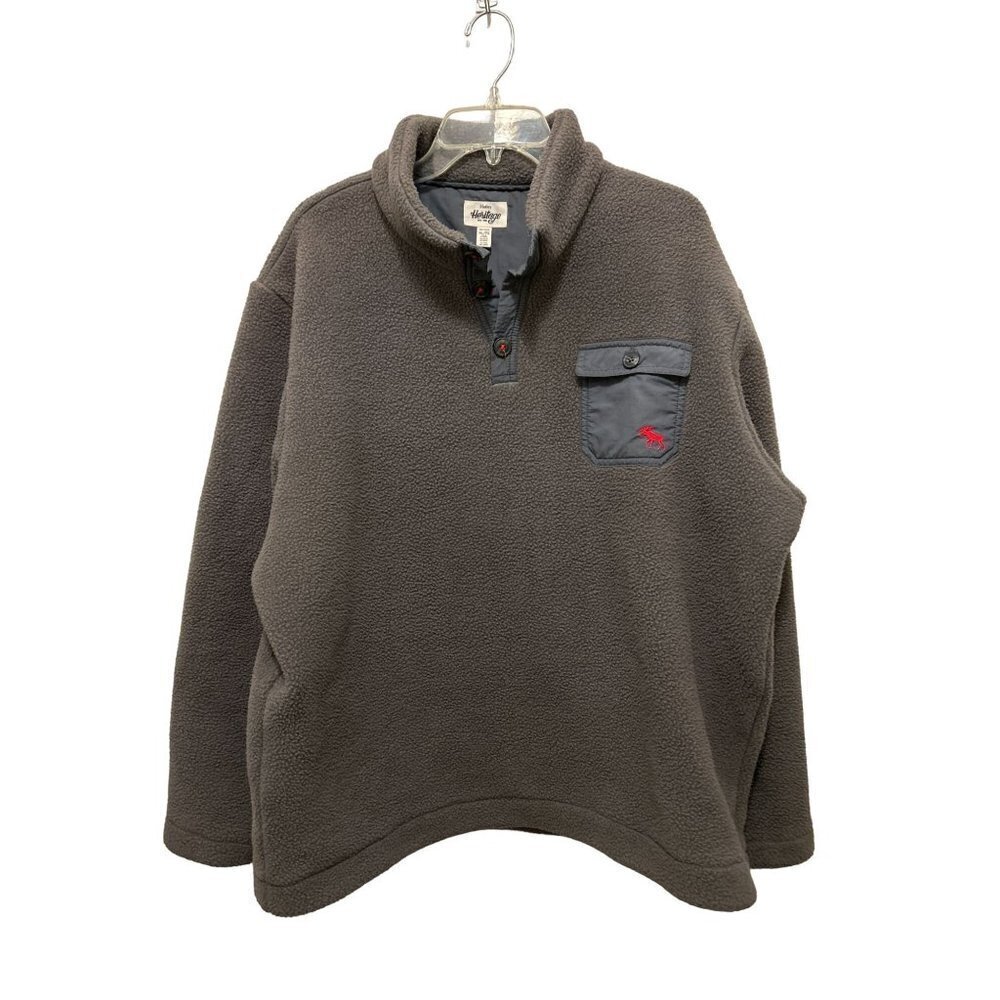 Hatley Heritage Gray 1/4 zip Fleece Fuzzy Teddy Jacket Size XLarge